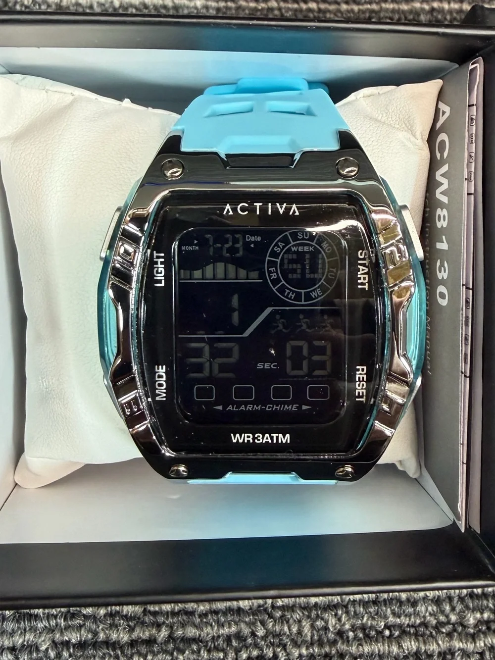 Activa X Invicta Digital Essentials 45mm Sport Watch with Black Dial New in Box